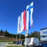 Maszty flagowe 8m z windtrackerem Huhtamaki Czeladź